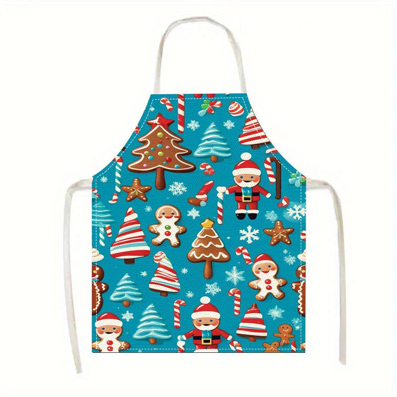 

Christmas Themed Apron in Various Sizes, Featuring Santa, Gingerbread Men and Snowflakes, Perfect for Holiday Cooking 38X47cm