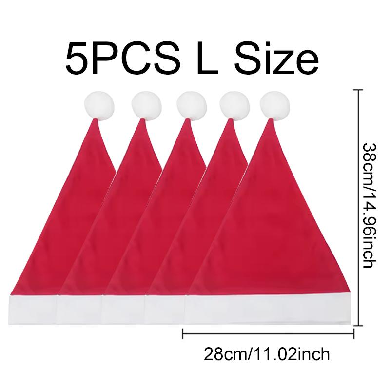 4/5 STÜCKE Weihnachtsmütze S/L Größe Verfügbar Rot Vliesstoff Weihnachtsmann Weihnachts-Hut für Mann Frau Festival Dekorationszubehör ZYF