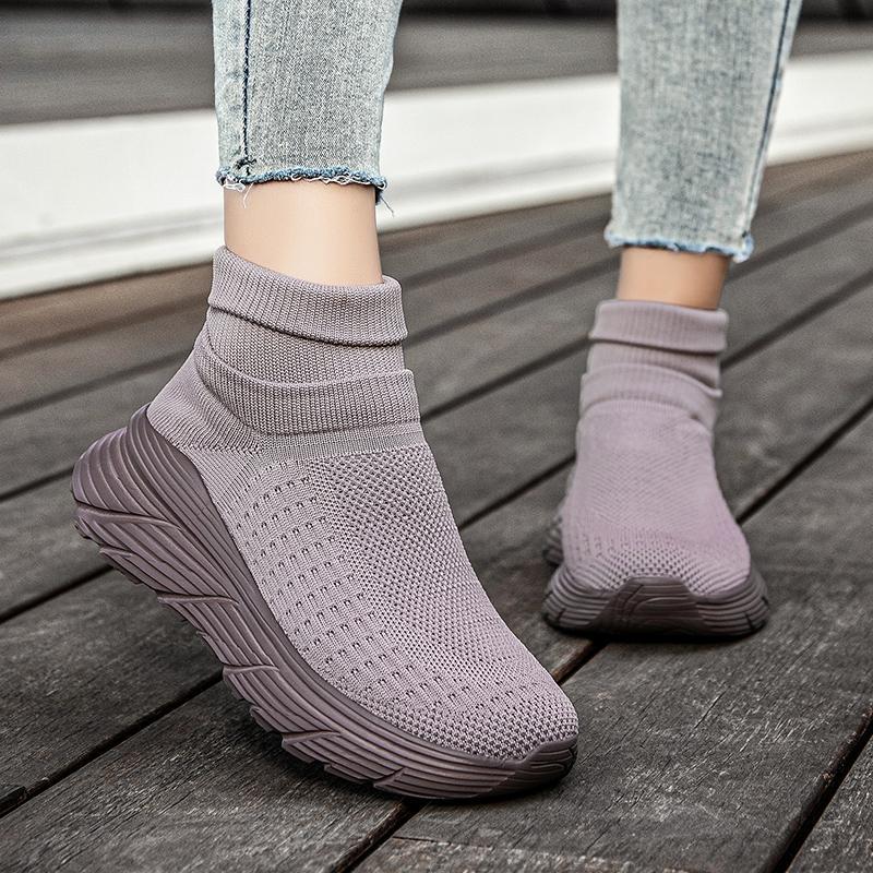 Fliegengewebte Socken Schuhe Herren Übergröße High-Top Paarschuhe atmungsaktive und leichte fußanliegende Mesh-Sneaker