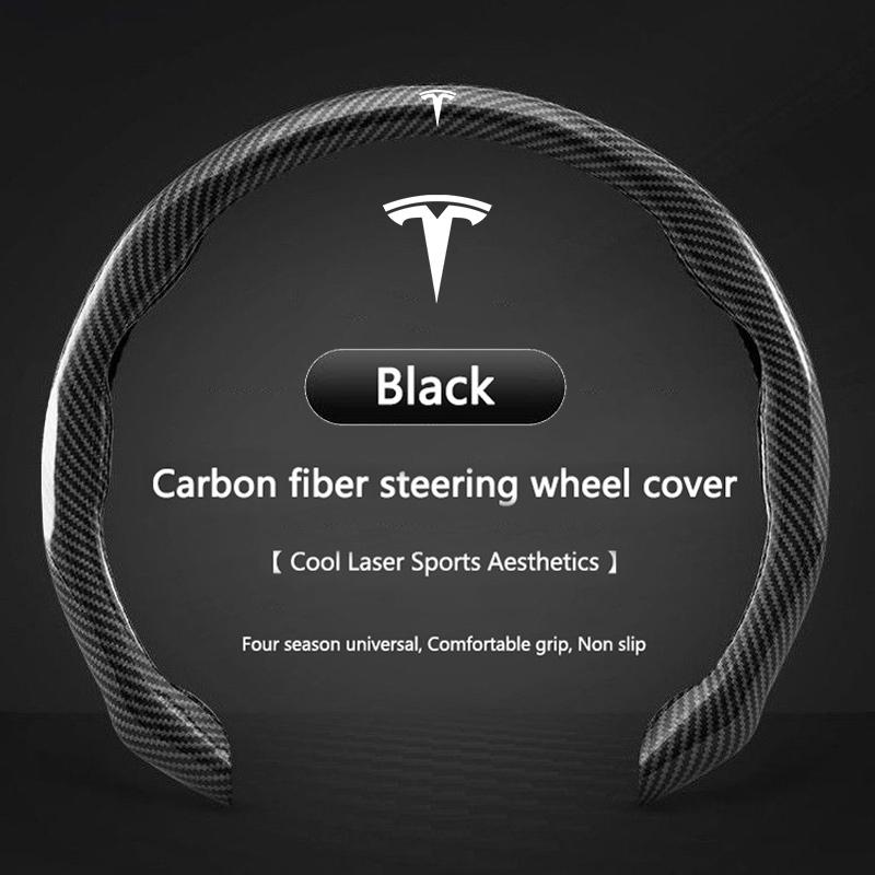 ALN1 Carbonfaser Lenkradabdeckung für Tesla Model 3 Model S Model X Model Y Rutschfeste Schutzschale Auto Innenzubehör