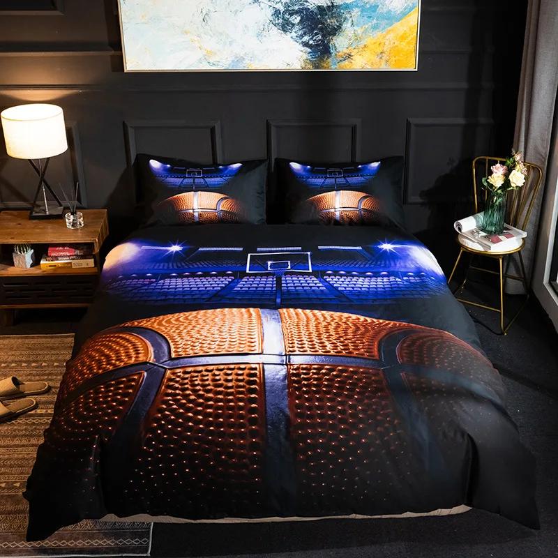Ball Printing Quilt Cover King Size Football Basketball Sports Bedding Set Double Single Home Textile