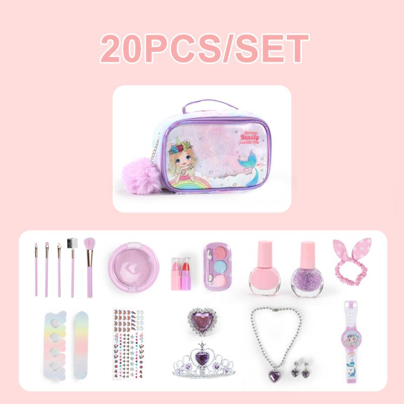 Non-Toxic Kids Makeup Kit For Children Washable Safety Nontoxic Pretend Play Make Up Toys For Children Little Princess Christmas Birthday Gift