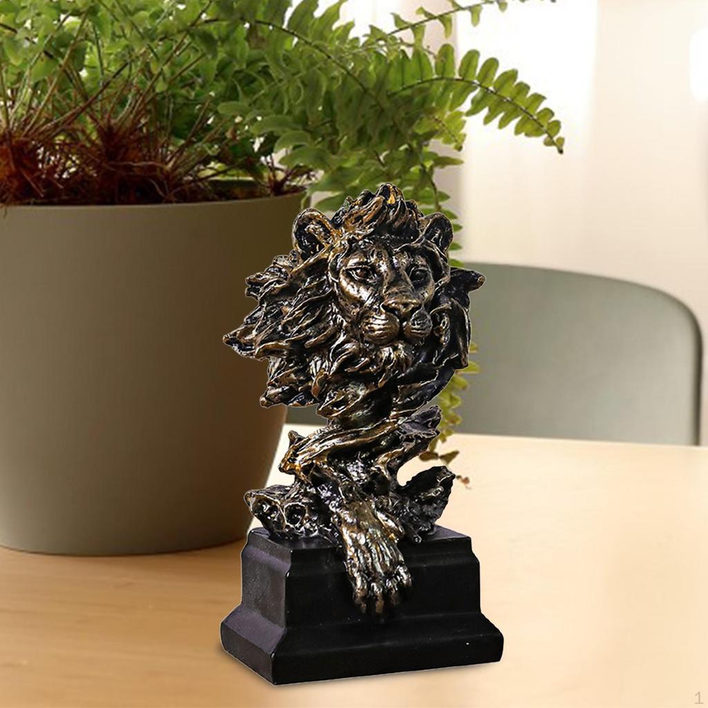 Head Statue, Hand Carved Animal Sculpture, Resin Tabletop Ornament, Decorative Art Figurine for Home