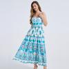 Green Floral Print Sexy Spaghetti Straps Dress Women High Waist A-line Long Holiday Summer Dresses Party Robes 2026