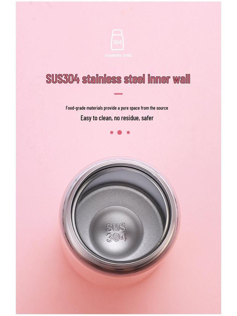 Stylish Mini Insulated Cup for Girls - Portable Pocket Size with Tea Infuser, Leak-Proof 304 Stainless Steel.