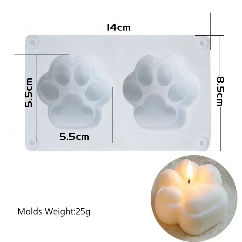 3D DIY Handmade Candle Cat Paw Candle Mold Aromatherapy Silicone Mould Soap Resin Mold Candle Making Supplies Household Crafts