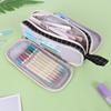 Canvas Pencil Case Large Capacity Secure Stylish Zipper Design Minimalistic Storage Bag for Pens Stationery