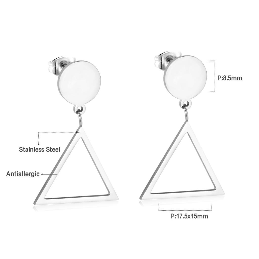 Geometric Stud Earrings Round Triangle Fringed Earrings Stainless Steel Plated 18K Gold Earrings