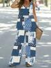 Temu spring and summer new European and American fashion women's clothing abstract printing sleeveless vest wide-leg pants set
