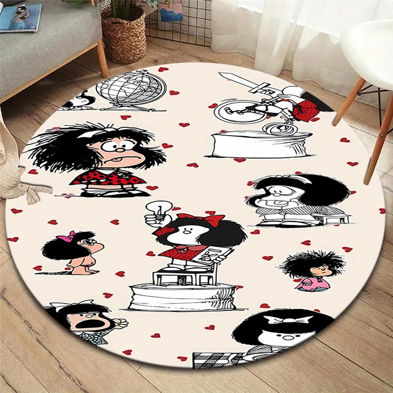 

Круглый ковер Mafalda, Ковер для гостиной, спальни, дивана, игровой комнаты, Декор, Нескользящий коврик для пола 80cmx80cm