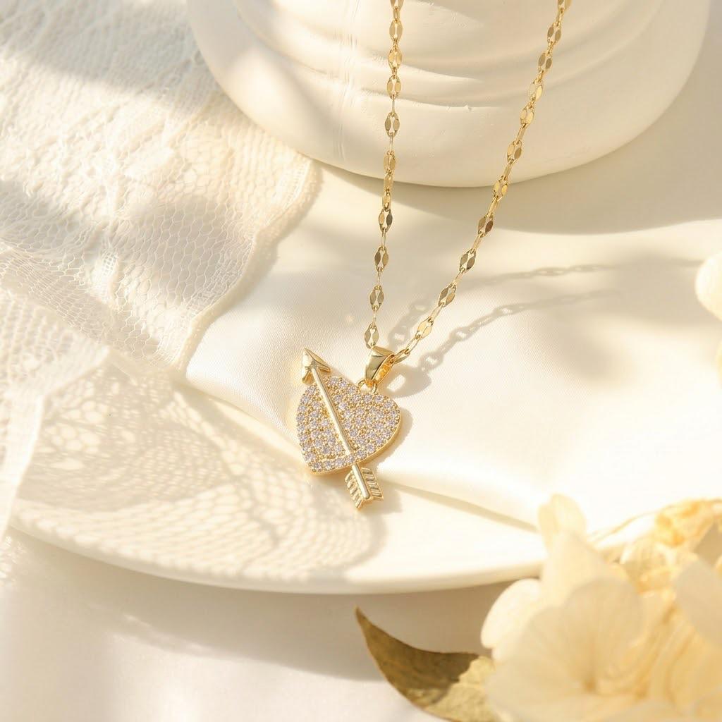 Women's Japanese Korean Style Zircon Heart-shaped Necklace
