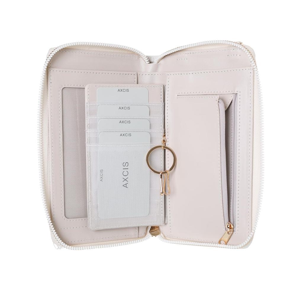 250015 Mineed by Osel Oshikatsu Wallet Shoulder Bag, Quilted Design, Can Badge Attachment Compatible, Clear Pocket, Smartphone Storage (Beige)