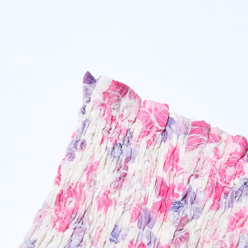 Spring 2025 Fashion: Sexy Tube Top Dress with Printed Lace and Waist-Slimming Design