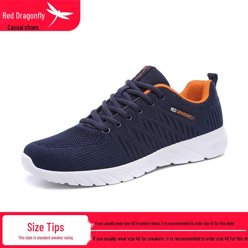 Red Dragonfly Men s Breathable Flyknit Running Shoes - Spring/Autumn Casual Sports Sneakers 44