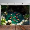 Japanese Style Koi Tapestry, Swimming Carp And Lush Plants, Peaceful Wall Decor For Living Room Dorm