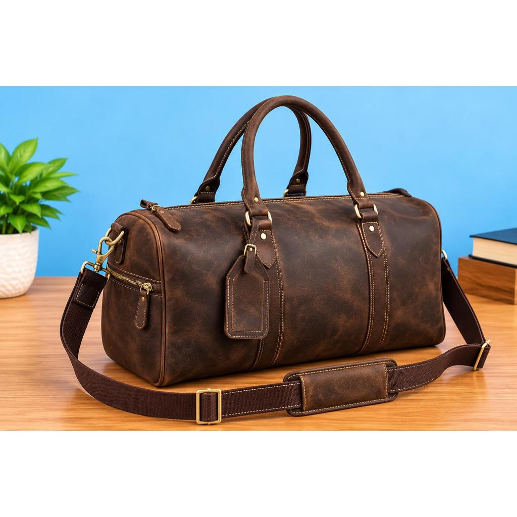 Leather Duffle Bag, Handmade Leather Weekender, Gym Bag, Vacation Duffel Bag, Travel Bag, Overnight Bag Leather Holdall for Womens Day Gift