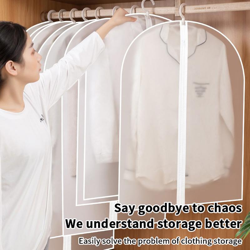 Thickened Washable Clothes Hanging Dust Cover Cover Suit Coat Transparent Fully Enclosed With Zipper Clothes Storage Bag