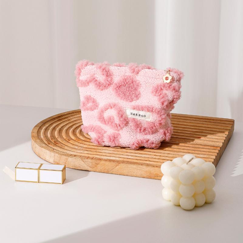 Cute Women Makeup Mini Bag Korean plush cute Portable Coin Purse Small Pouch Handbag Kawaii Female Cosmetic Storage Zipper Bag