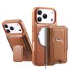 CASENEO For iPhone 17 Pro Max Case with Foldable Kickstand TPU PU Leather PC Card Bag Magnetic Phone Cover  Compatible with MagSafe