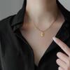 18k Gold Minimalist Snake Bone Chain with Lucky 7 Charm Necklace for Women