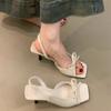 New Women's Shoes with Thin Heels One-strap Square-toed High Heels