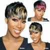 African Bob Black and Yellow Gradient Short Hair Wigs Brazilian Vietnamese Style Good Quality for Black Women Factory Wholesale