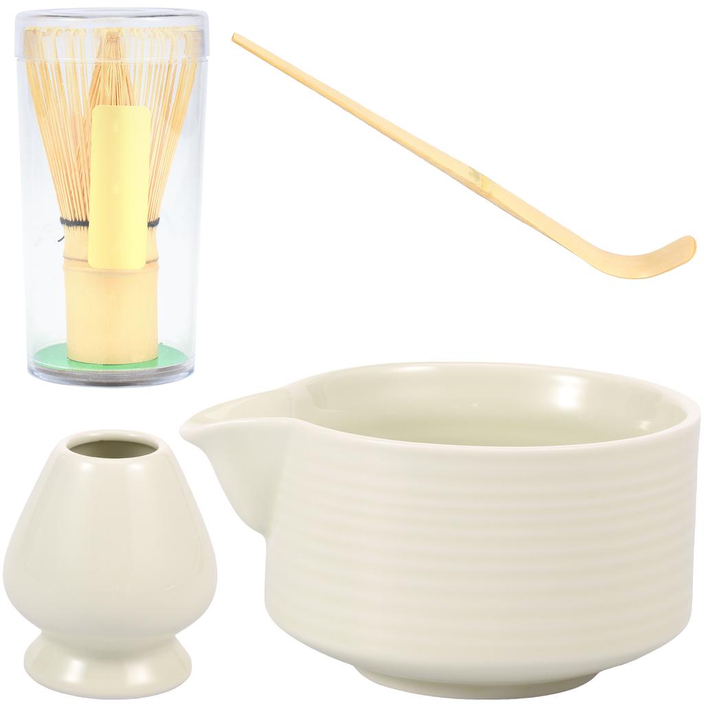 Set 4 Piese Instrumente Ceai Matcha Set Tel Matcha Kit Preparare Ceai Stil Japonez cu Linguriță Suport Tel Bol pentru Începători Entuziaști