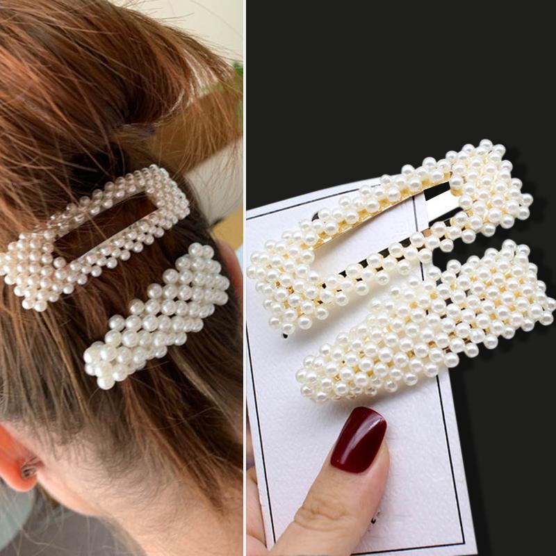 Women Hair Clip Accessories Set Elastic Ponytail Holder Rubber Coil Bands Kids Simulated Pearl Barrettes for Girls Headwear