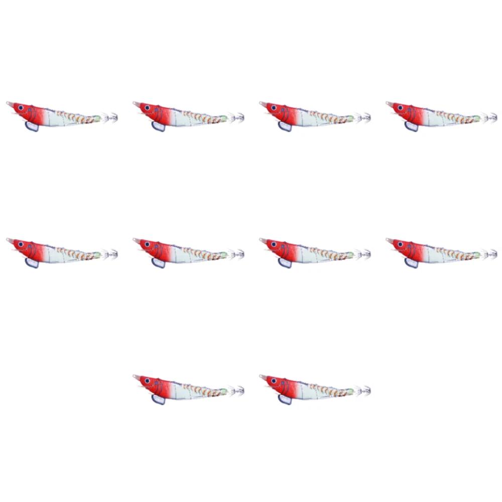 Fishing Wood Shrimp Luminous Squid Hook Octopus Artificial Bait Seawater Fishing Bait Cuttlefish Lure for Night Fishing Freshwat