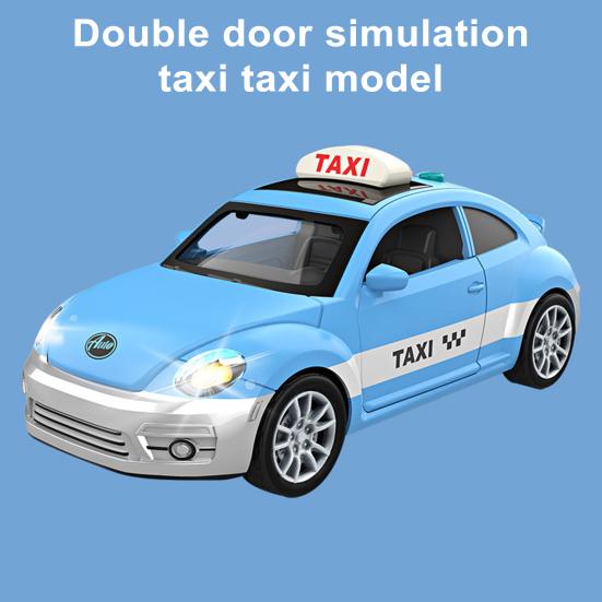 Simulační mini autíčko se světlem a hudbou Miniaturní tlakový odlitek Taxi Plastikový model Ornament Děti Setrvačná hračka do auta Kluci Dívky Vánoční dárek k narozeninám