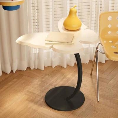 Tavolino a forma di C con piano in legno a farfalla Tavolino da caffè moderno con struttura in metallo Ufficio in casa Soggiorno Camera da letto Divano Divano Piccolo tavolino da fianco