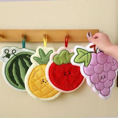 Meyve El Havlusu Mutfak Emici Temizlik Bezi Asılabilir Hızlı Kuruyan Mercan Polar Bez Banyo Çiçekli El Bezi Ev Malzemeleri