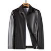 Lederjacke Herren Herbst und Winter Herren Reverskragen Weiche Lederjacke Mittleren Alters Herren Business Casual Fleece Lederjacke