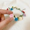 Splicing Green Leaf Satin Cloth Flower Choker Collarbone Choker Summer Clavicle Chain  Gift