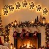 Christmas Atmosphere Ambient Light 7PCS Wooden Wall Lights, Warm LED Backlight Glowing Silhouette Decorative Elk Figures Pendants, Rustic Style