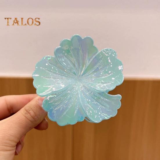 Women Hair Claw Flower Design Back Head Hair Clip Non-Slip Grip Bright Colors Shark Hair Claw Hair Accessory