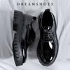 Men Patent LeatherThick Sole Platform Casual Shoes Japan Harajuku Korean Streetwear Fashion Business Wedding Leather Shoes