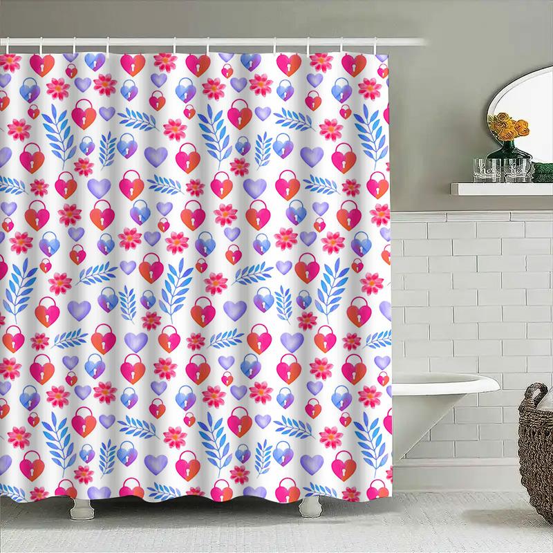

Colorful Heart Lock Shower Curtain Printed Waterproof Fabric for Bath Decor in Various Colors and Sizes 90x180cm