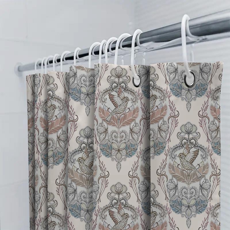 Vintage Floral Shower Curtain Botanical Pattern Bathroom Decor Farmhouse Rustic Washable Fabric Liner Backdrop