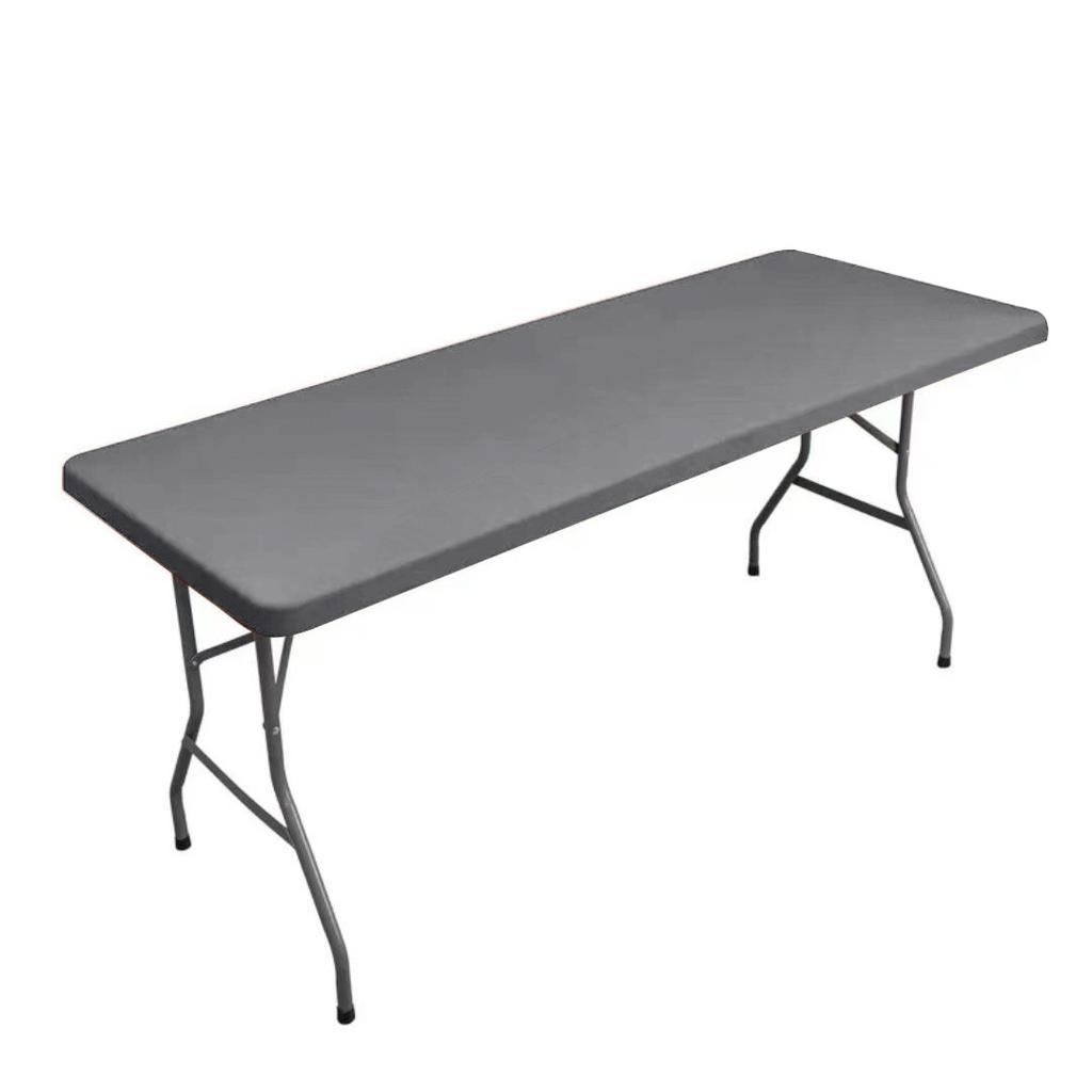 Washable Elastic Rectangle Table Cover, Waterproof Polyester Fit 6-Foot Folding Tables, Outdoor Picnic Camping Table Protector