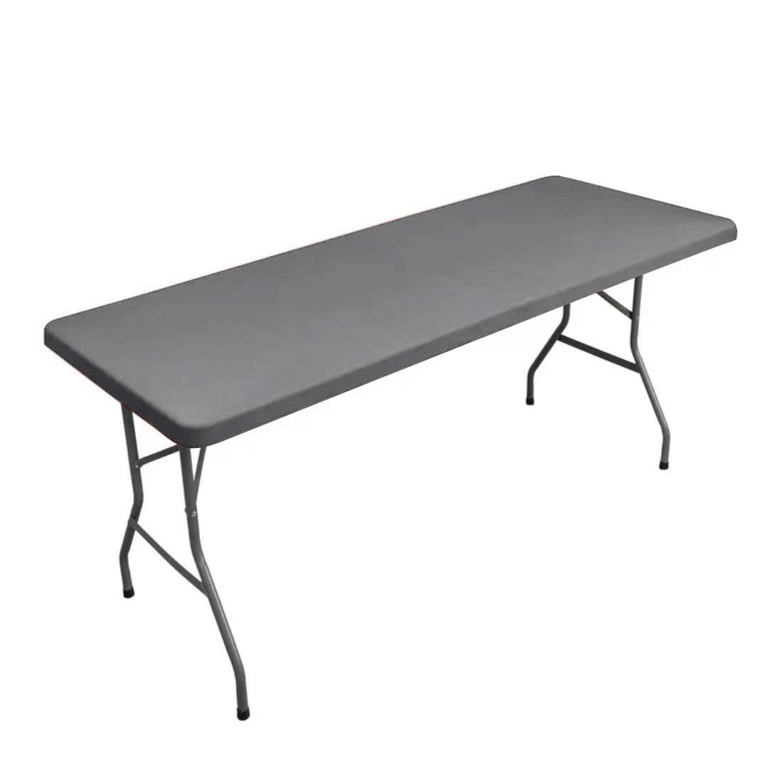 Washable Elastic Rectangle Table Cover, Waterproof Polyester Fit 6-Foot Folding Tables, Outdoor Picnic Camping Table Protector