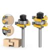 Fresas roteador bit língua e sulco 3 dentes em forma de t para madeira conjunto de cortador de madeira potência 6mm 1/4 polegada 8mm 12mm 1/2 polegada haste