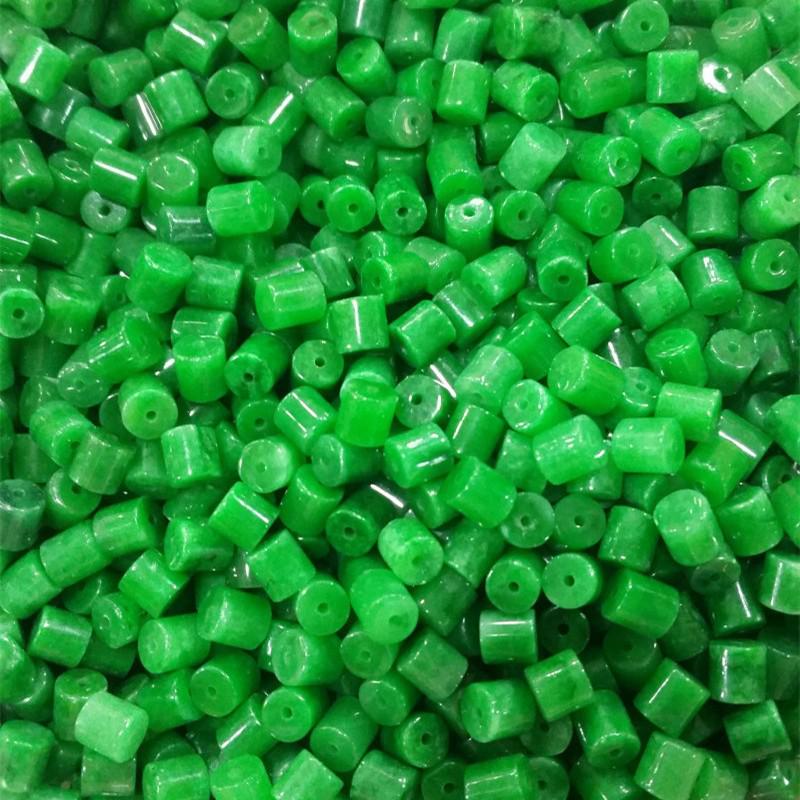 Jadeite Jade Bright Green Cylindrical Loose Beads - Dry Green Road Collection Diameter ~6mm