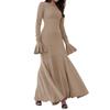 Fashionable Temperament and Elegant Style Slim Sweater Long Skirt Dress 2025 Solid Color Round Neck Personalized Dress