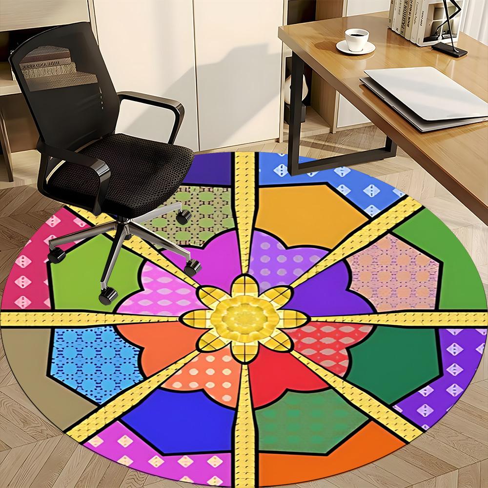 1pc Patchwork Quilt Pattern Chair Carpet for Office Non Slip, Machine Washable Rug for Office, Room Holiday Decor for Christmas, Birthday Polyester