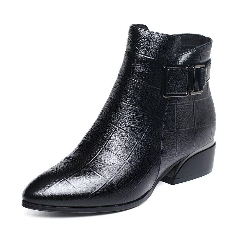 

Женские ботильоны из натуральной кожи на низком устойчивом каблуке, с кисточками и плюшевой подкладкой для осени/зимы. Size 35