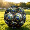 Bola de Futebol Brasil Estampada Tamanho 5 Resistente ao Desgaste Padrão Treinamento Adulto Presente para Fãs de Futebol Partida Indoor Outdoor Esportes