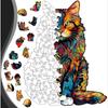 Cat Puzzle Wooden Special-Shaped Splicing Toy Piggy Bank Decorative Painting Decompression Puzzle