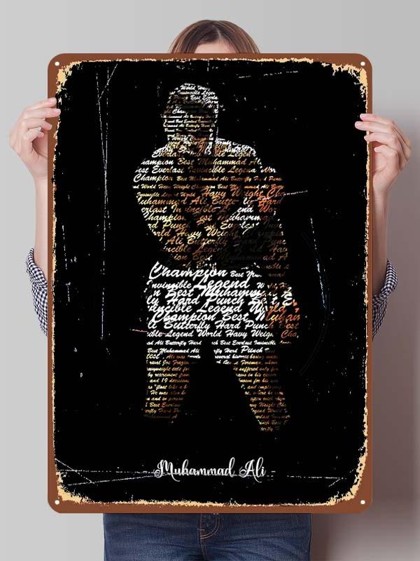 Muhammad Ali Bokser Metalowe Plakaty Dekoracyjne do Dekoracji Pokoju Niestandardowe Bokserskie Metalowe Tabliczki Cyny do Dekoracji Ściennej Retro Dom Mężczyźni