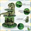 Censen 3 Tier Dinosaur Cupcake Stand Party Decorations 24 Pcs Dinosaur Figure Toys Cupcake Toppers Holder Dessert Tower for Boys Jungle Theme